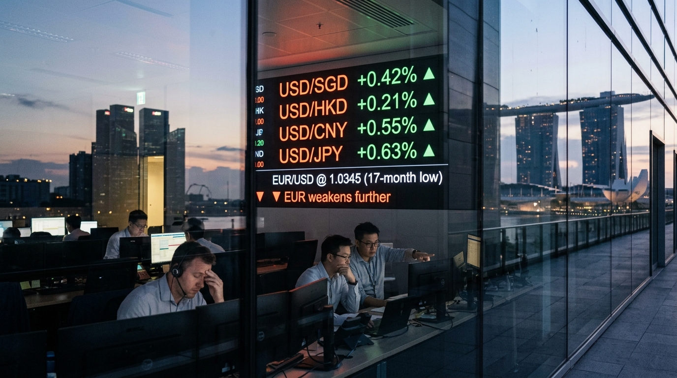 Dollar বৃদ্ধিতে Asian FX চাপে, euro 17-month low-এ
